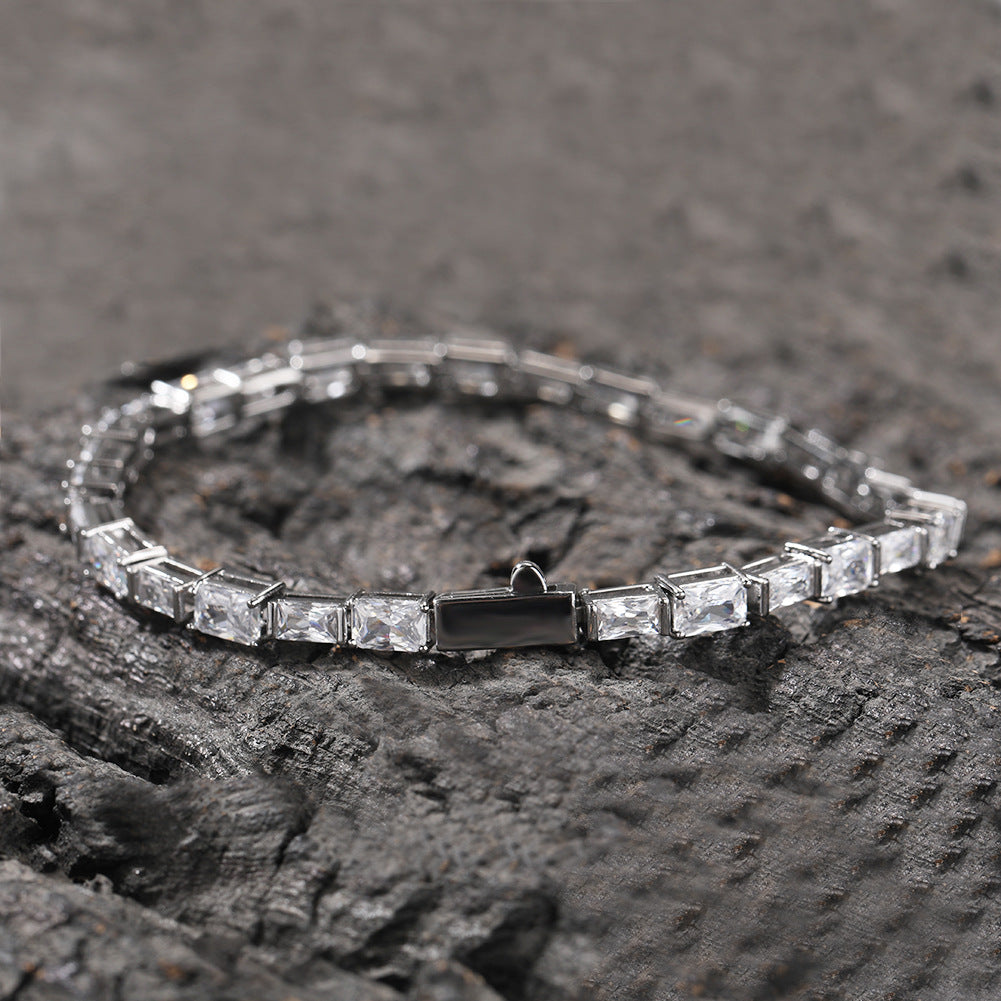 Hip-hop zircon-encrusted emerald color-matching tennis chain by nowadaysfashion