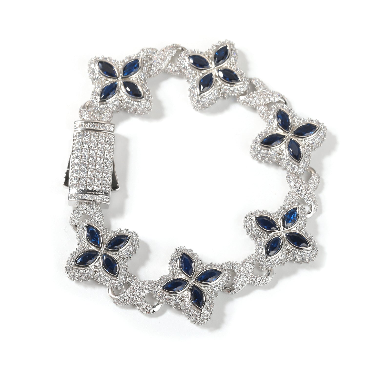 Hip-hop zircon colored infinite four-leaf clover bracelet by nowadaysfashion