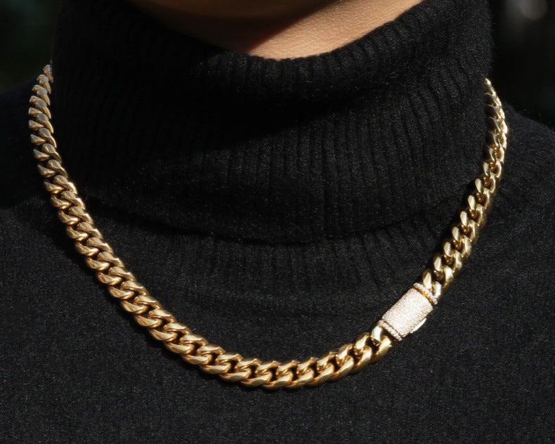 Hip-hop zircon stainless steel zircon necklace by nowadaysfashion