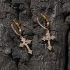 Hip-hop cubic zirconia cross earrings by nowadaysfashion