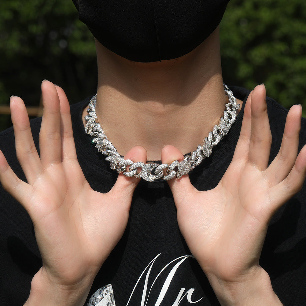 Hip-hop zircon-encrusted sun, star and eye necklace by nowadaysfashion