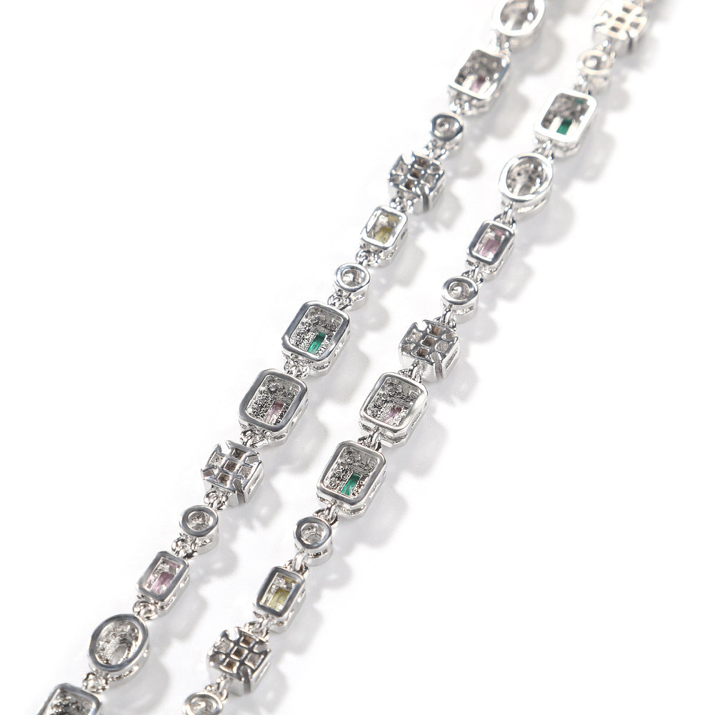Hip-Hop Diamond-Encrusted 6mm Colored Gemstone Bracelet by nowadaysfashion