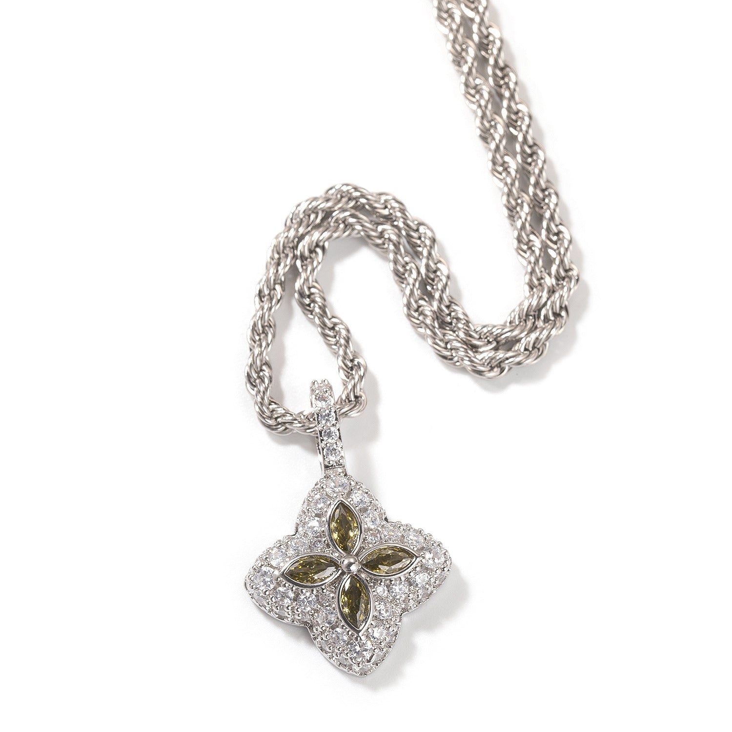Cubic Zirconia Colorful Four-Leaf Clover Pendant by nowadaysfashion