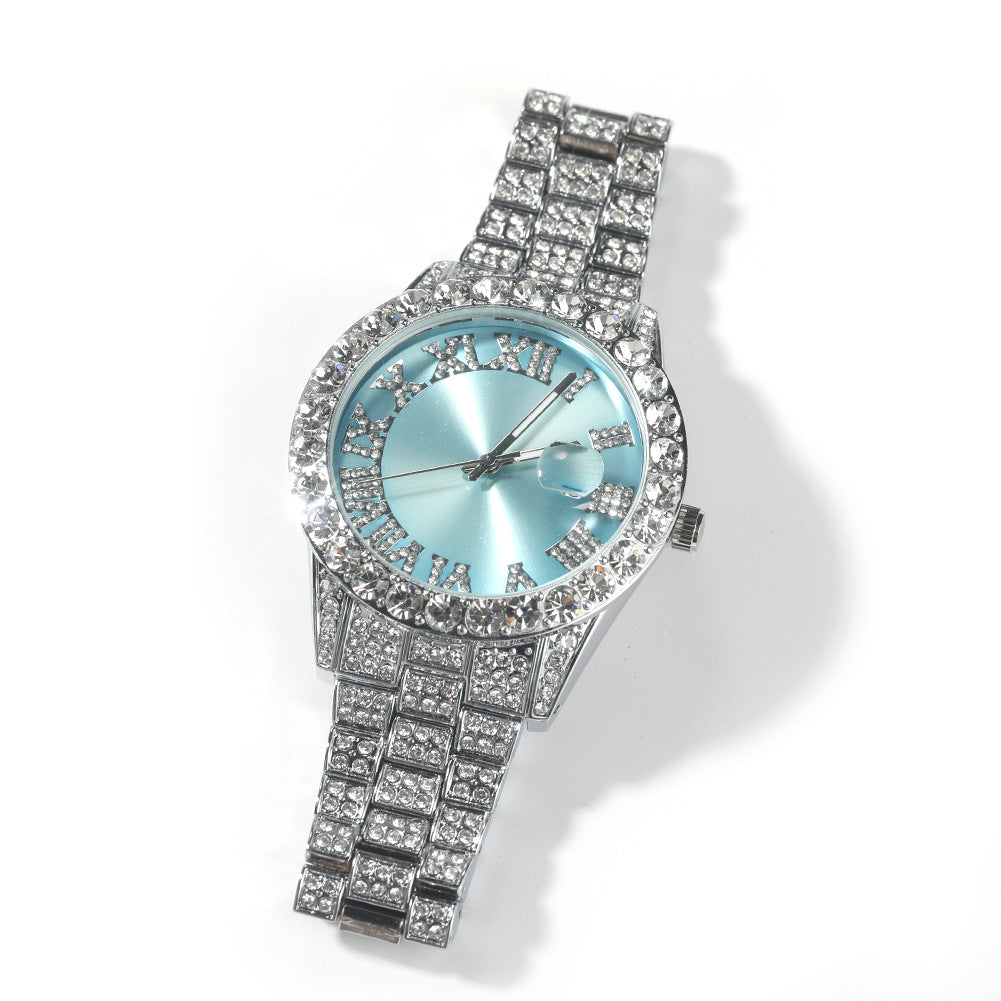 Hip-hop watch with Roman numerals and diamonds, large dial by nowadaysfashion