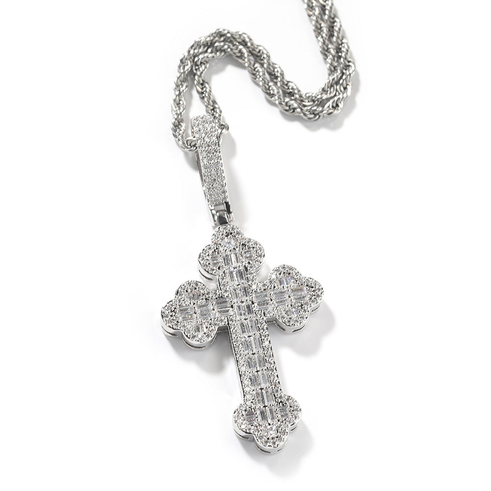 Hip-hop large diamond-encrusted cloud cross pendant by nowadaysfashion
