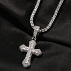 Hip-hop copper-inlaid purple zircon cross necklace by nowadaysfashion