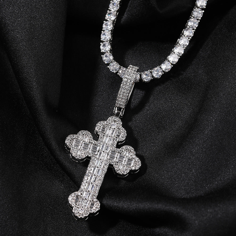 Hip-hop large diamond-encrusted cloud cross pendant by nowadaysfashion