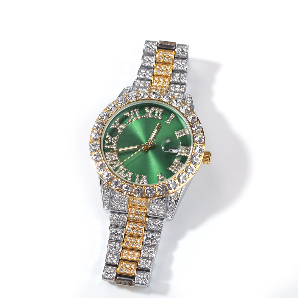 Hip-hop watch with Roman numerals and diamonds, large dial by nowadaysfashion