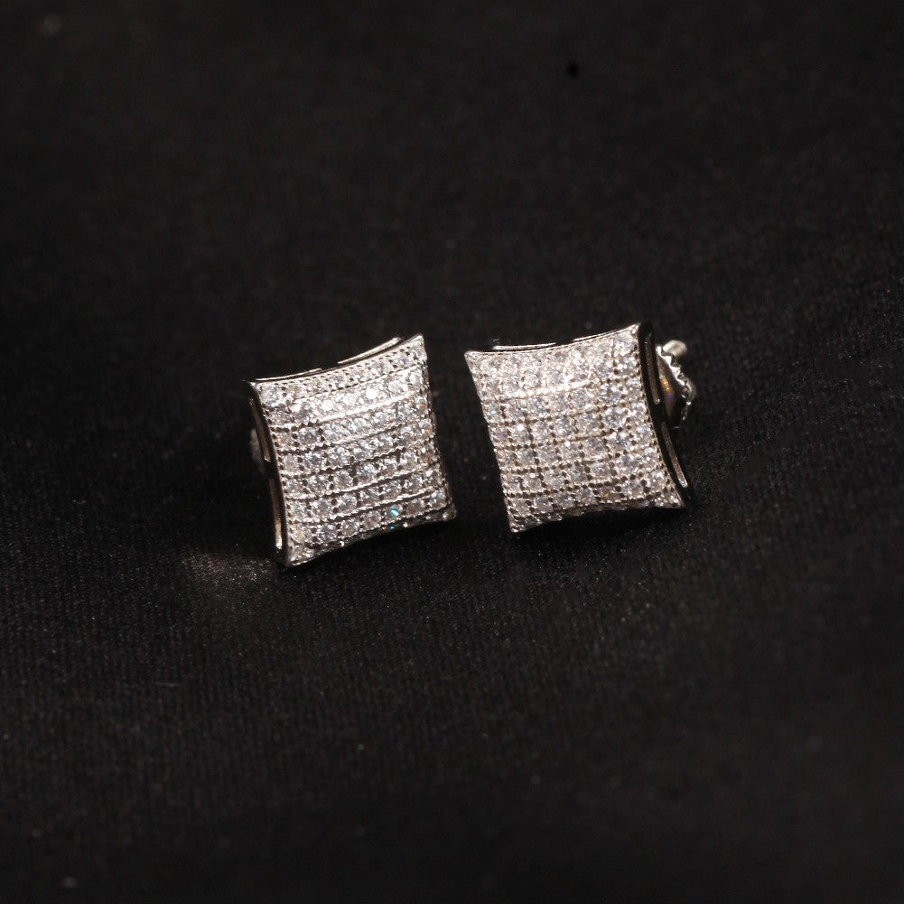 Hip Hop diamond-encrusted 925 silver stud earrings by nowadaysfashion