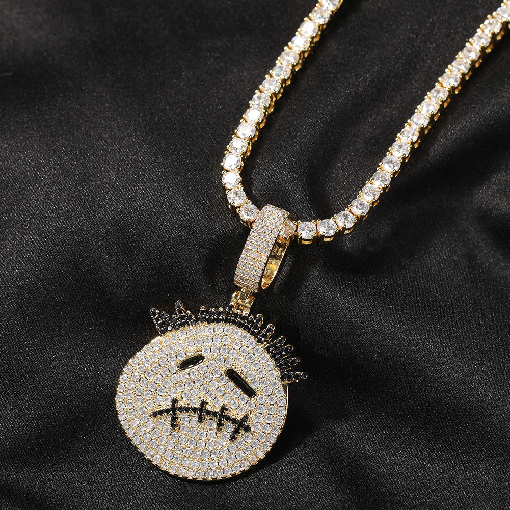 Hip-hop cartoon zircon spiky-head avatar necklace by nowadaysfashion