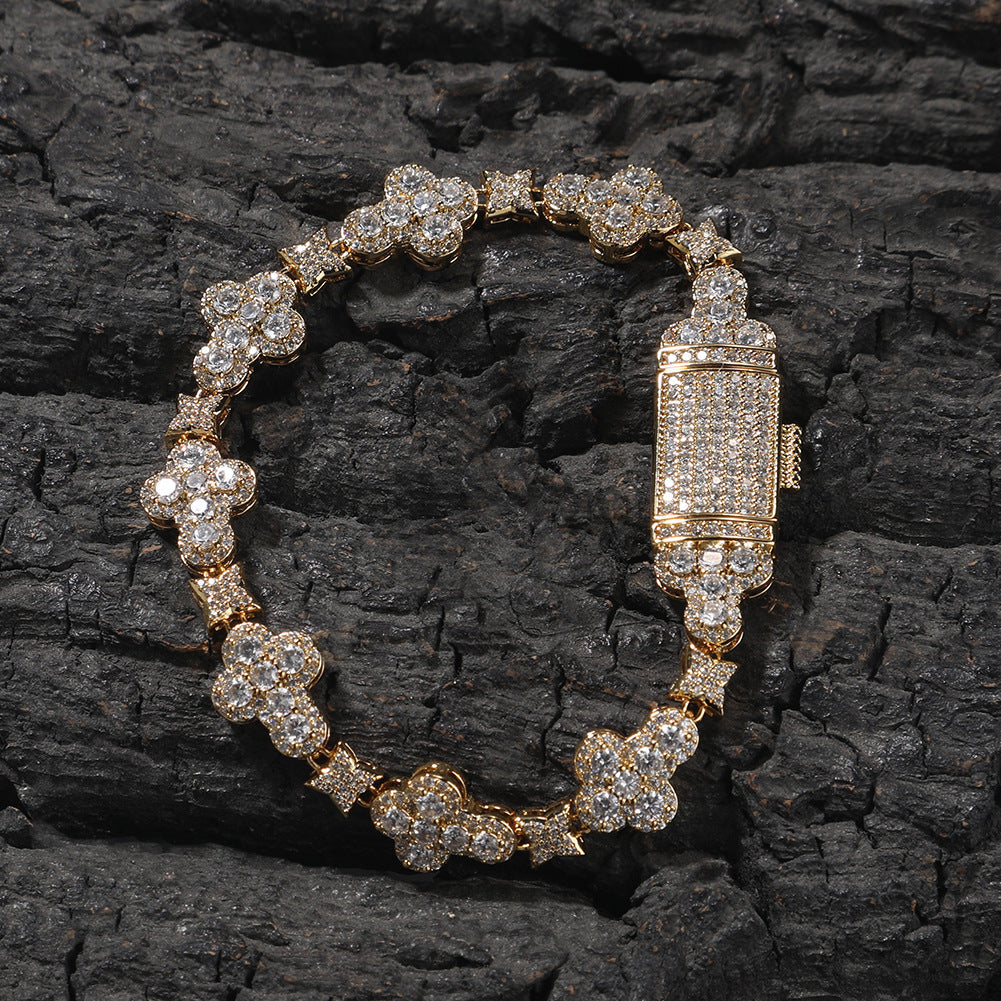 10mm cross flower star bracelet with micro-inlaid zircon by nowadaysfashion