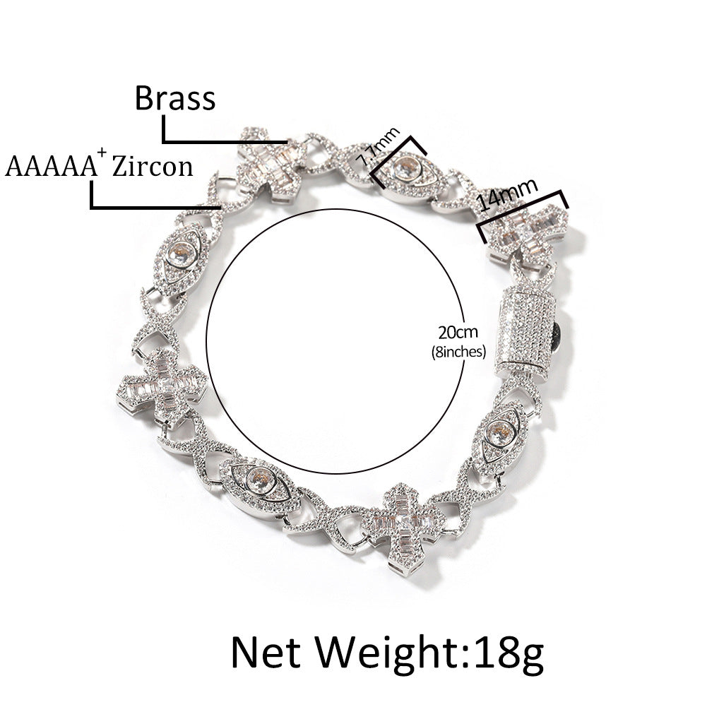 Hip Hop Zirconia Eye Cross Bracelet by nowadaysfashion