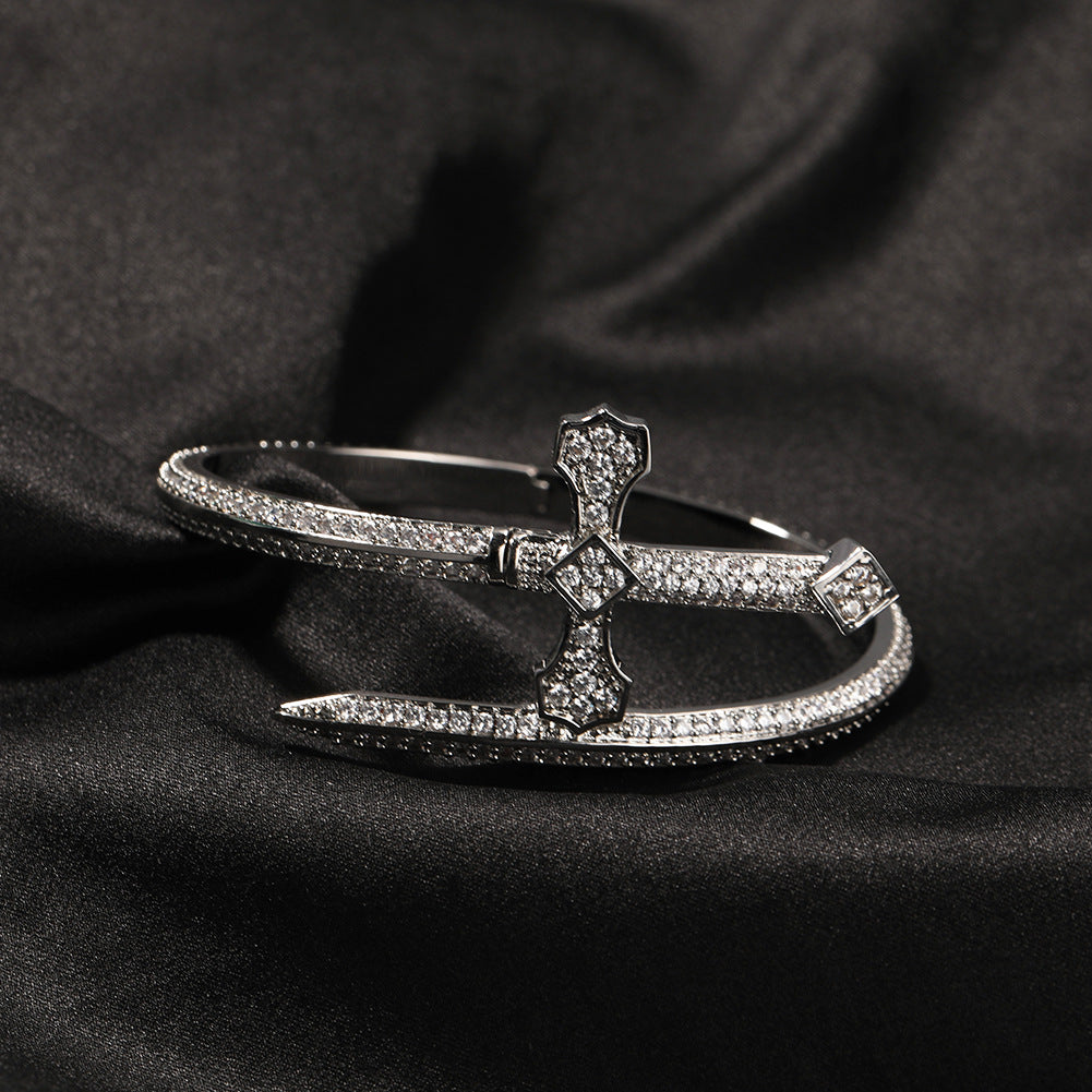 Hip-hop full-diamond justice sword bracelet inlaid with zircon by nowadaysfashion