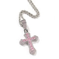Hip-hop copper-inlaid purple zircon cross necklace by nowadaysfashion