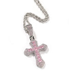 Hip-hop copper-inlaid purple zircon cross necklace by nowadaysfashion
