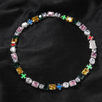 Hip-hop necklace with colorful zircon inlays and a square cross by nowadaysfashion