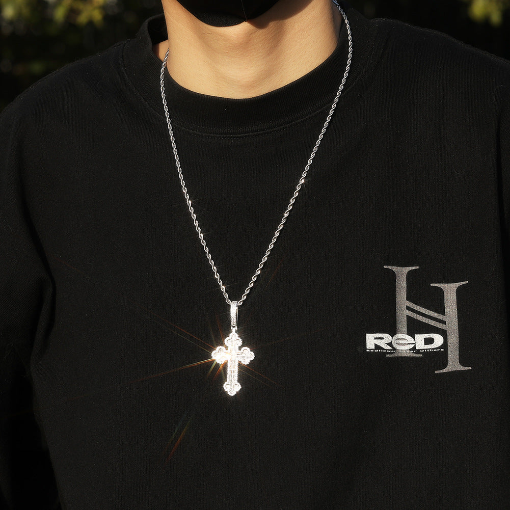 Hip-hop large diamond-encrusted cloud cross pendant by nowadaysfashion