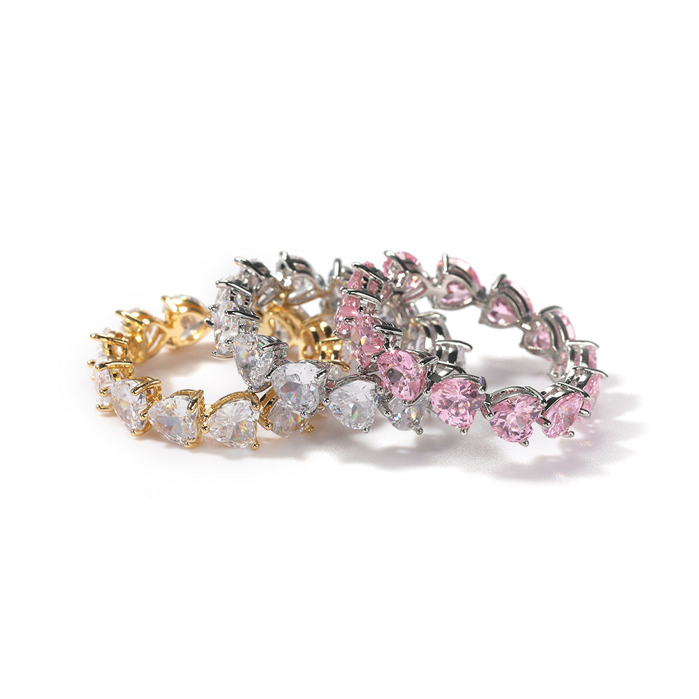Hip-hop single-row heart-shaped zircon rings by nowadaysfashion