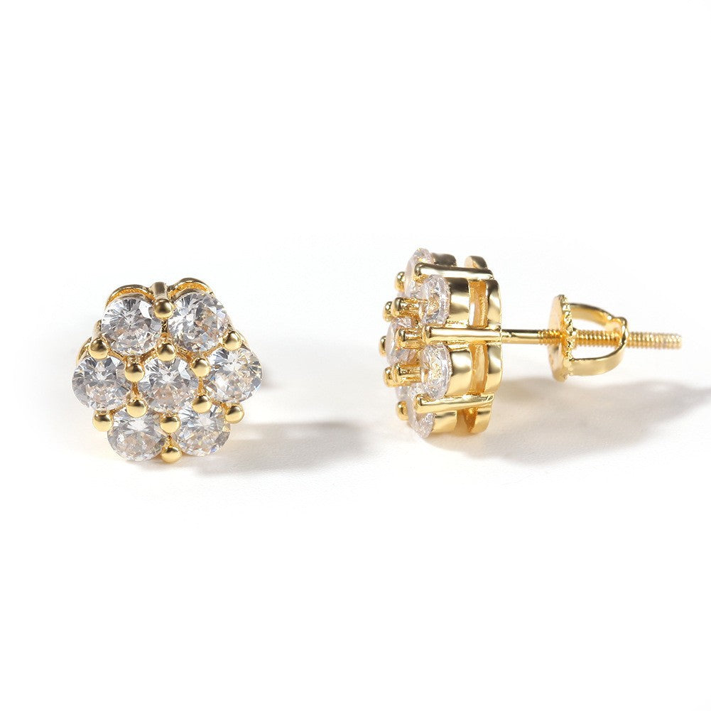 Hip Hop diamond-encrusted 925 silver stud earrings by nowadaysfashion