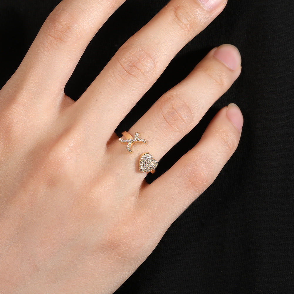 Hip-hop zircon-encrusted 26 English letters ring by nowadaysfashion