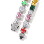 Hip-hop necklace with colorful zircon inlays and a square cross by nowadaysfashion