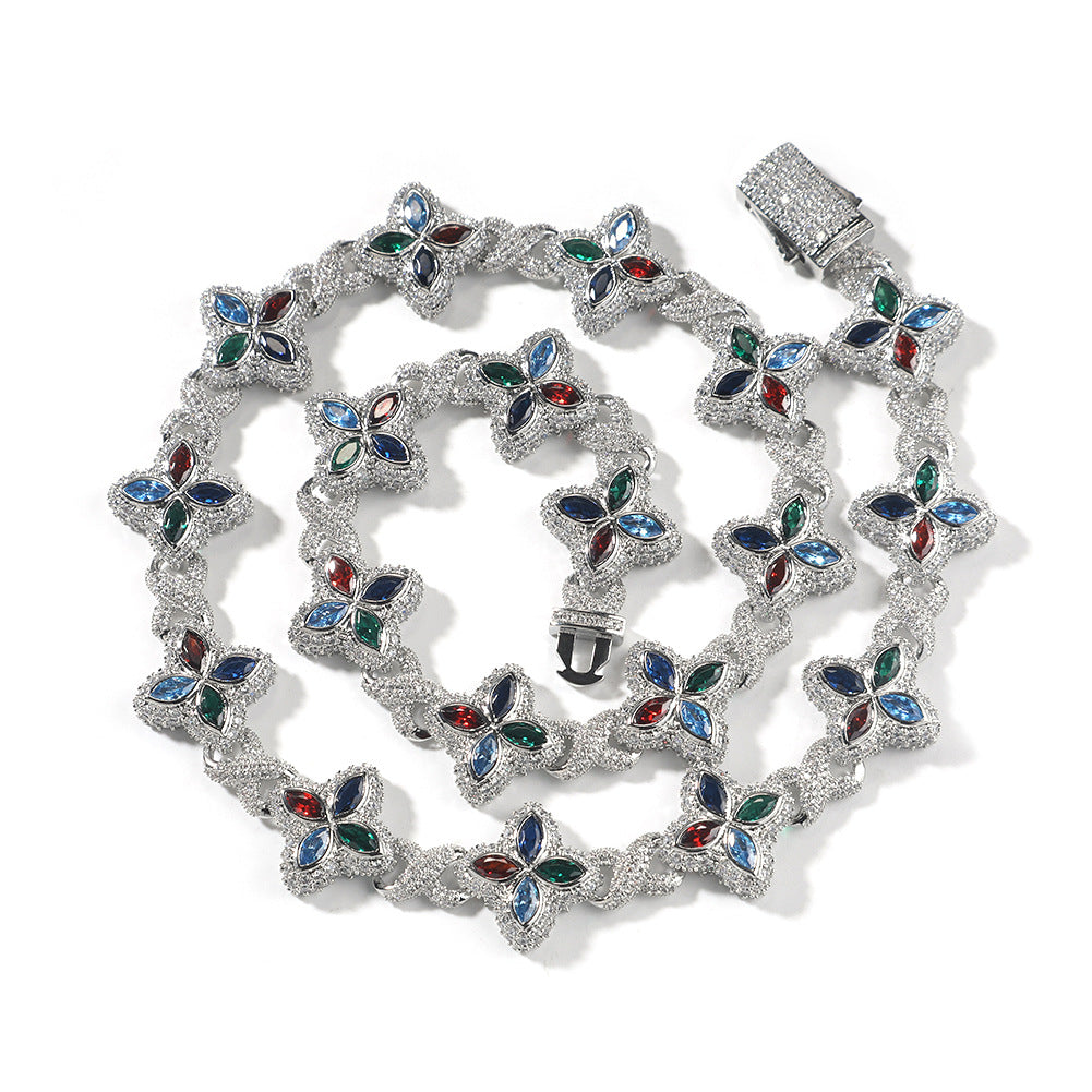 Hip-hop zircon colored infinite four-leaf clover bracelet by nowadaysfashion