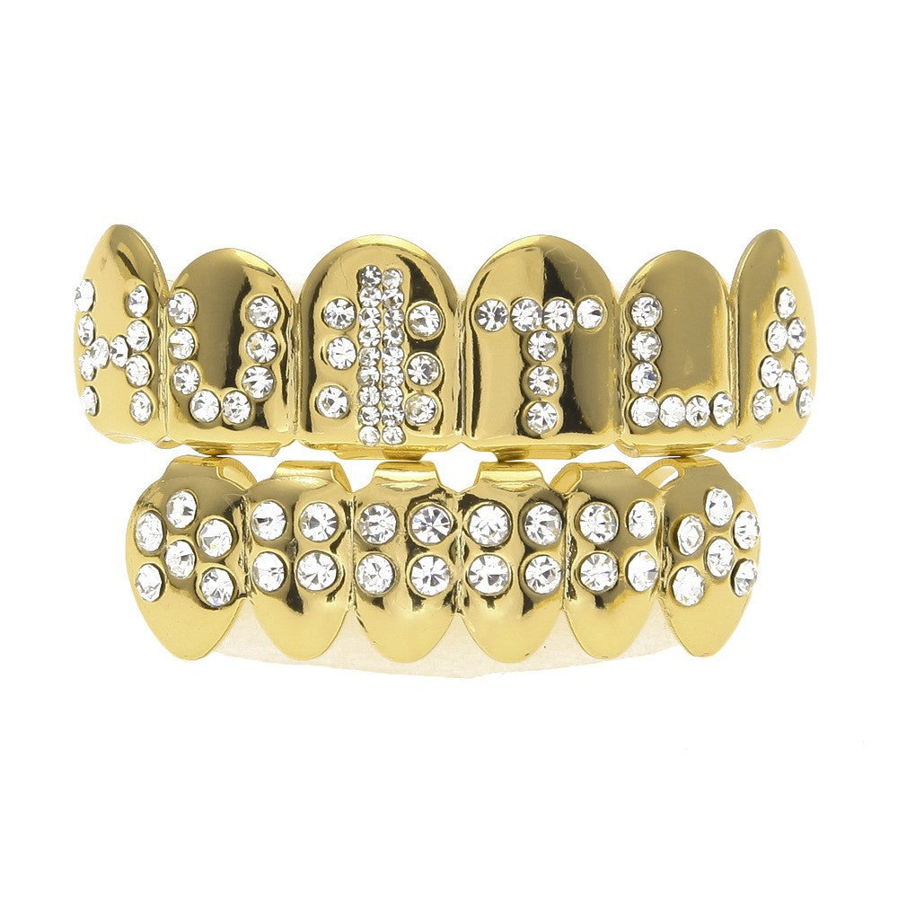 Hip-hop diamond-encrusted and gold-plated teeth grillz by nowadaysfashion