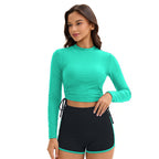 Swimsuit Women Split Long Sleeve Sunscreen Solid Color Conservative Two Piece Set Swimsuit by Bella Mia