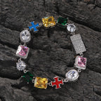 Hip-hop necklace with colorful zircon inlays and a square cross by nowadaysfashion