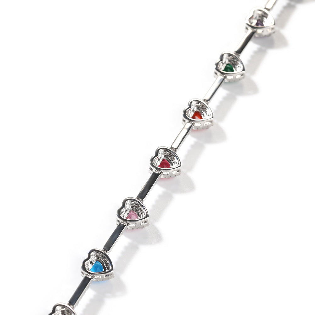Hip-hop colorful heart-shaped adjustable bracelet and necklace by nowadaysfashion