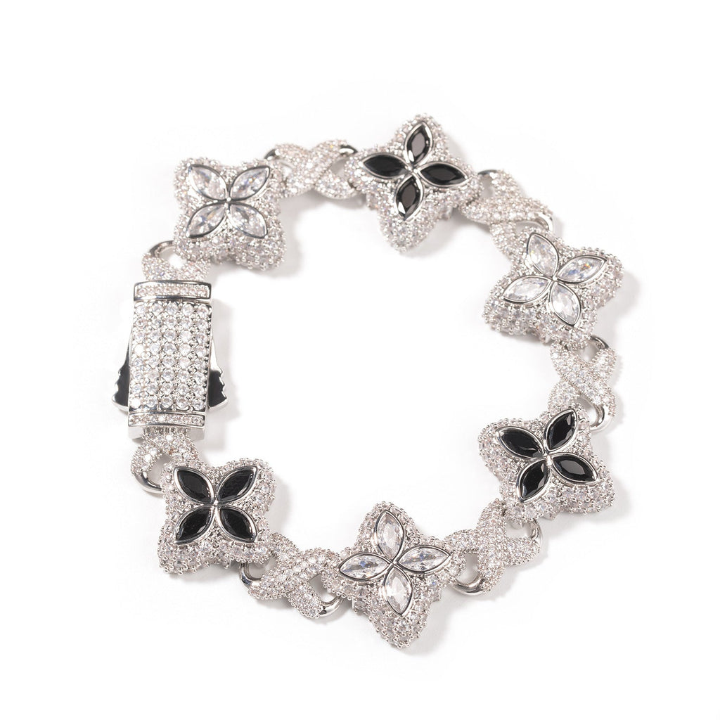 Hip-hop zircon colored infinite four-leaf clover bracelet by nowadaysfashion