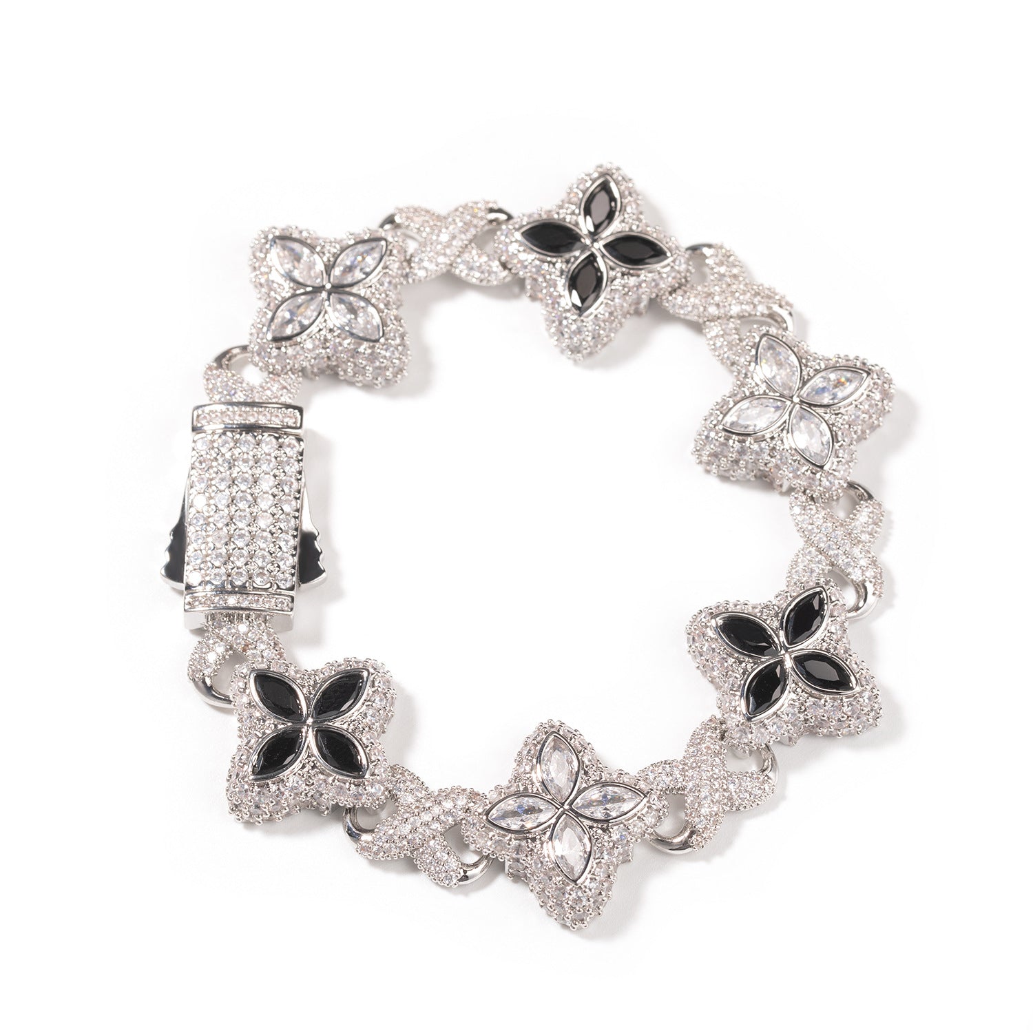 Hip-hop zircon colored infinite four-leaf clover bracelet by nowadaysfashion