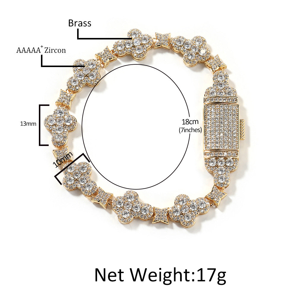10mm cross flower star bracelet with micro-inlaid zircon by nowadaysfashion