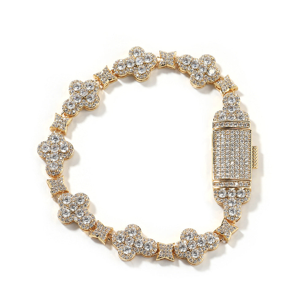 10mm cross flower star bracelet with micro-inlaid zircon by nowadaysfashion