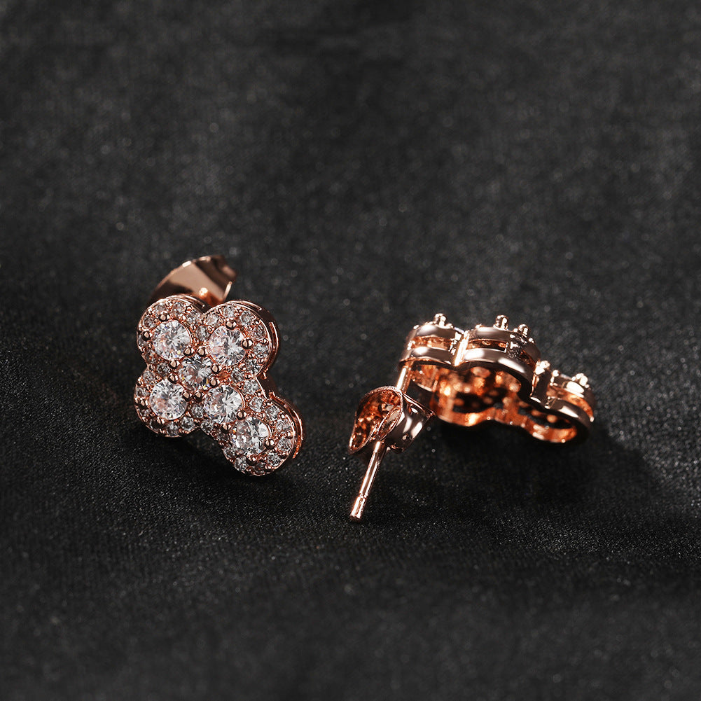 Hip-hop fashion diamond-encrusted cross stud earrings by nowadaysfashion