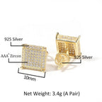 Hip Hop diamond-encrusted 925 silver stud earrings by nowadaysfashion