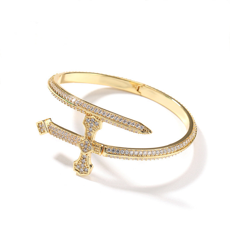 Hip-hop full-diamond justice sword bracelet inlaid with zircon by nowadaysfashion