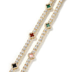 Hip-hop four-leaf clover diamond tennis chain necklace bracelet by nowadaysfashion