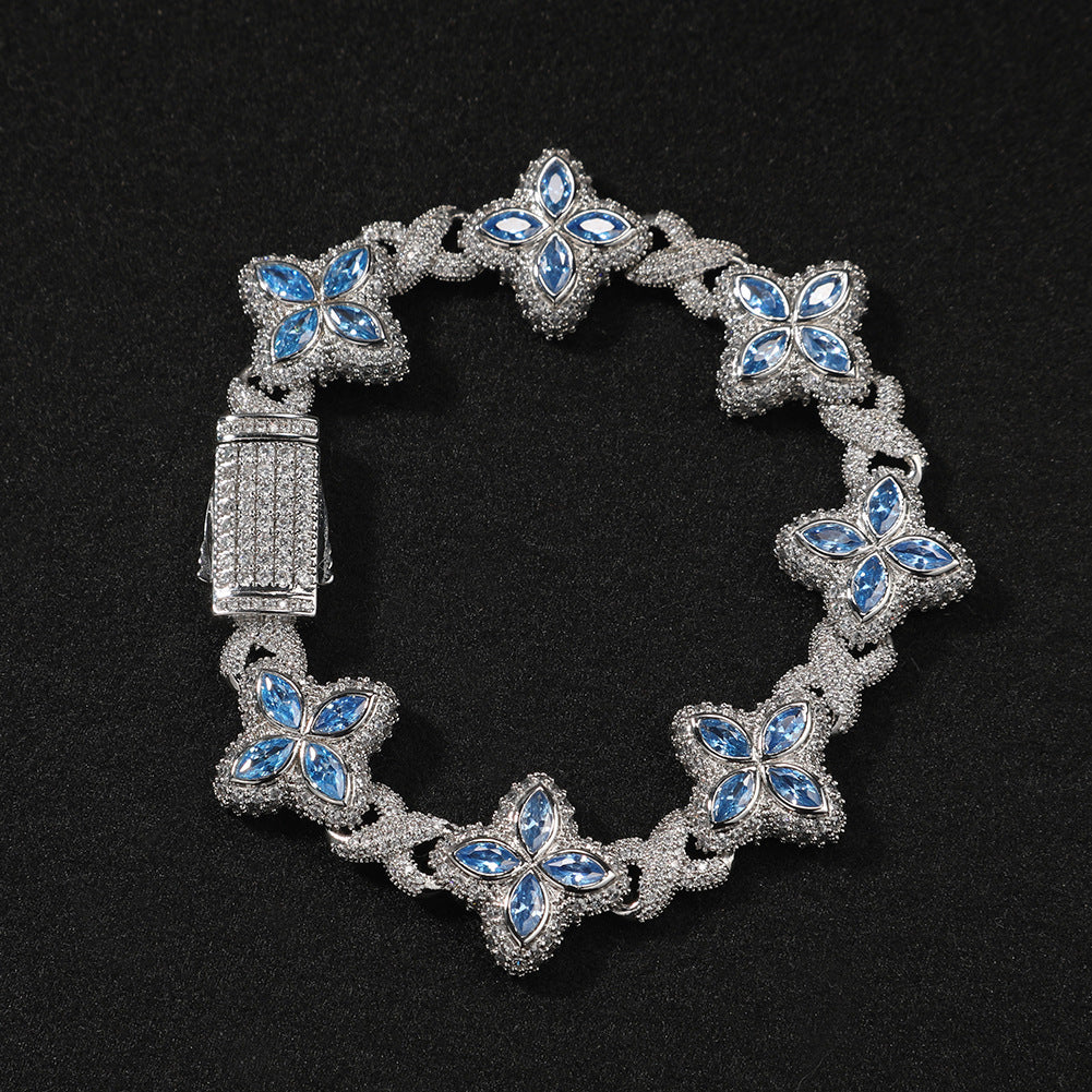 Hip-hop zircon colored infinite four-leaf clover bracelet by nowadaysfashion