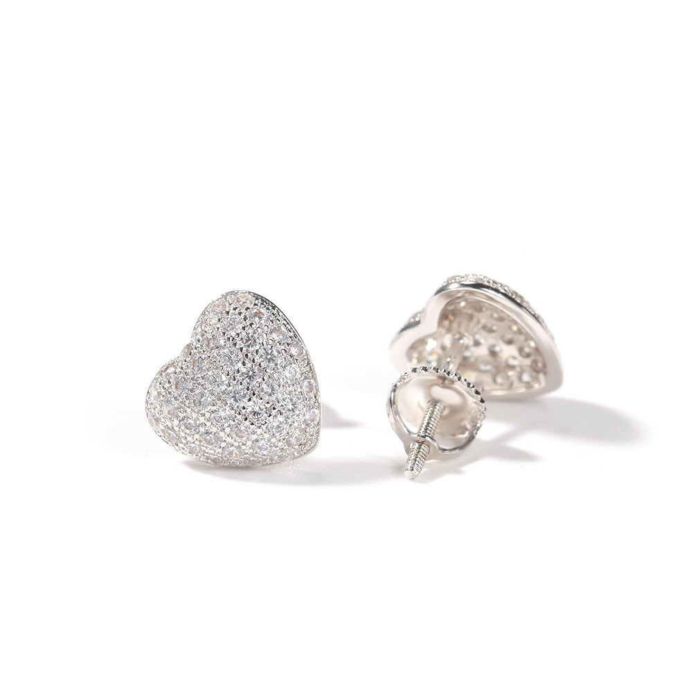 Hip Hop diamond-encrusted 925 silver stud earrings by nowadaysfashion