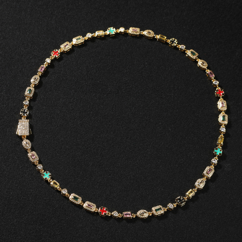 Hip-Hop Diamond-Encrusted 6mm Colored Gemstone Bracelet by nowadaysfashion