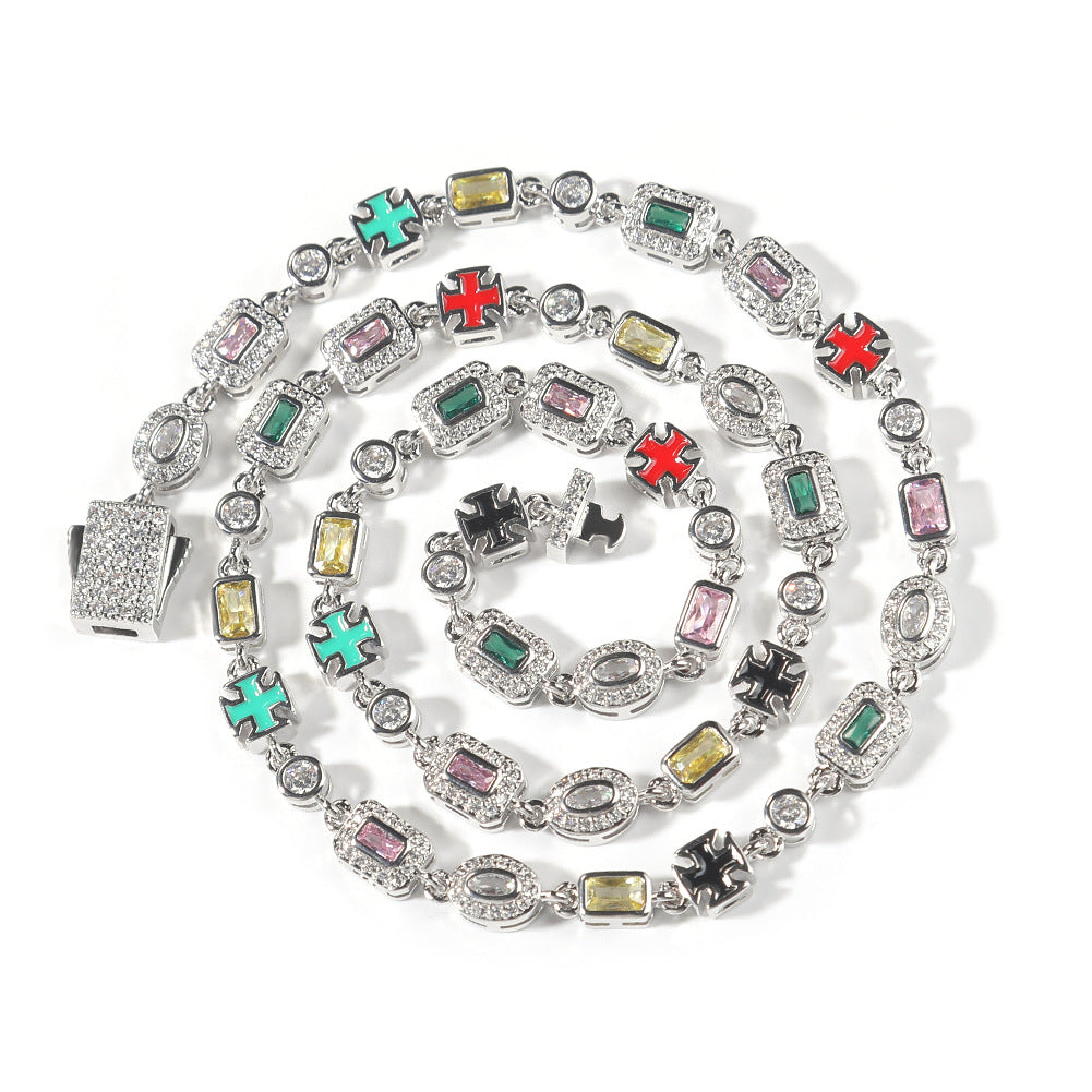 Hip-Hop Diamond-Encrusted 6mm Colored Gemstone Bracelet by nowadaysfashion