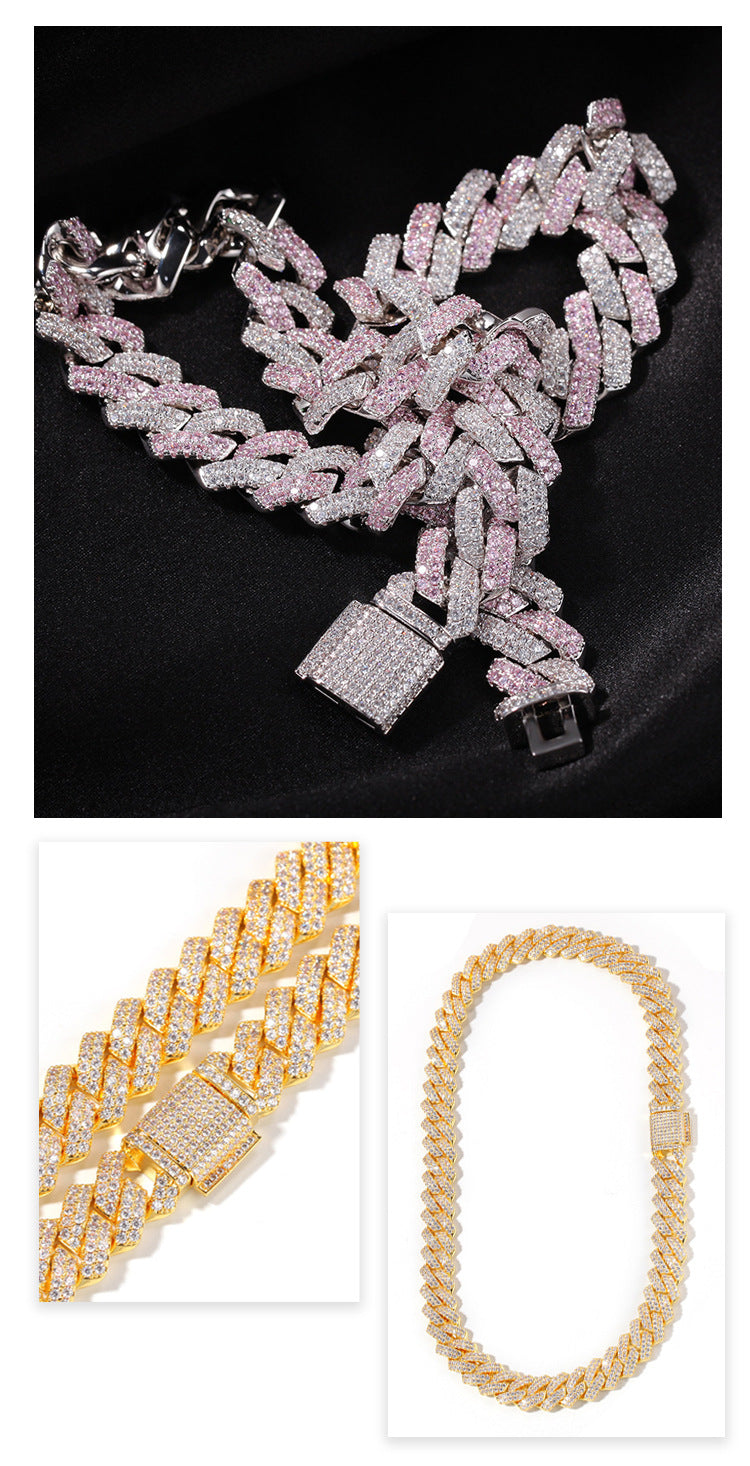 Hip-hop bar-style Cuban zircon-encrusted necklace by nowadaysfashion