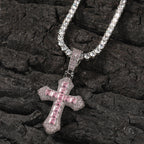 Hip-hop copper-inlaid purple zircon cross necklace by nowadaysfashion