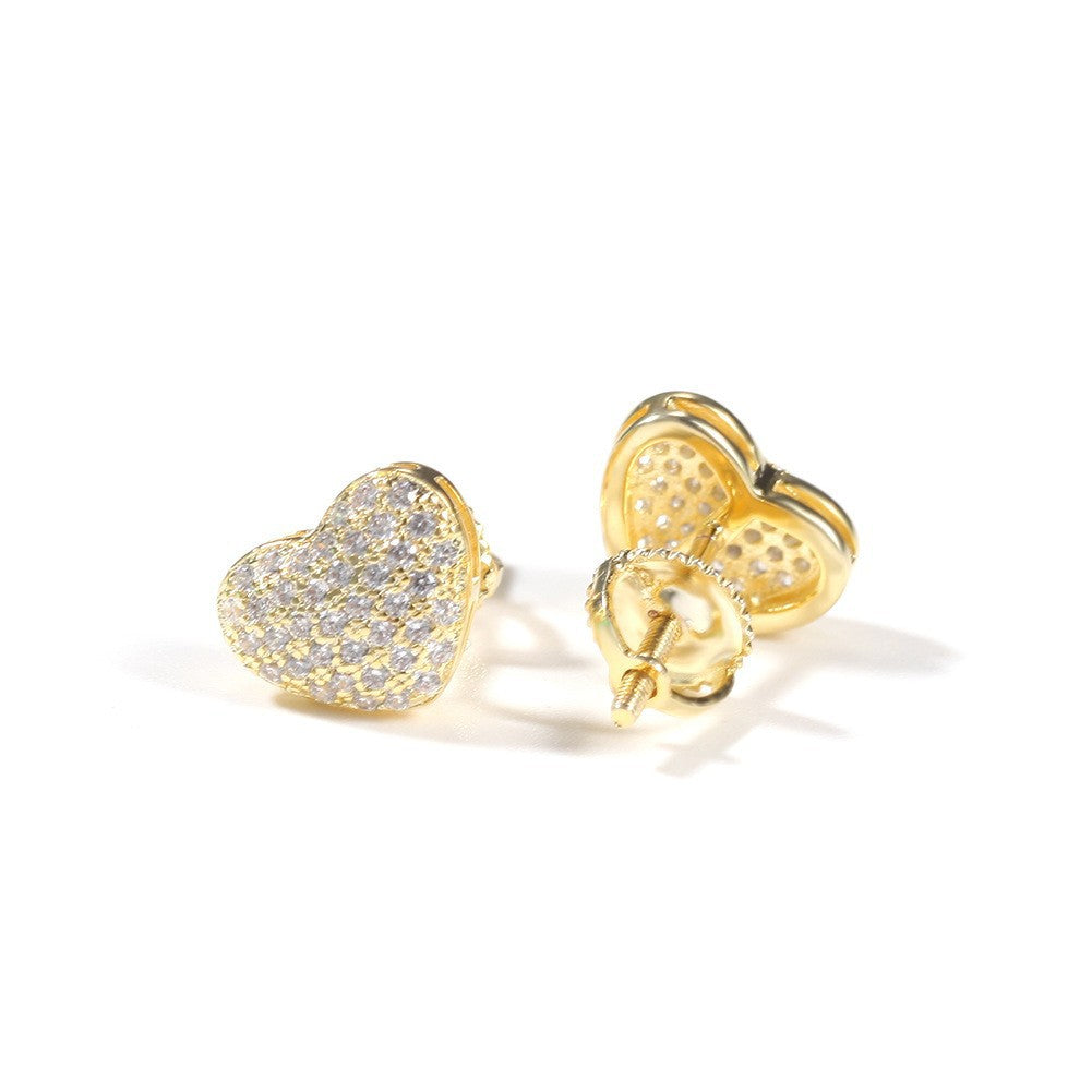 Hip Hop diamond-encrusted 925 silver stud earrings by nowadaysfashion