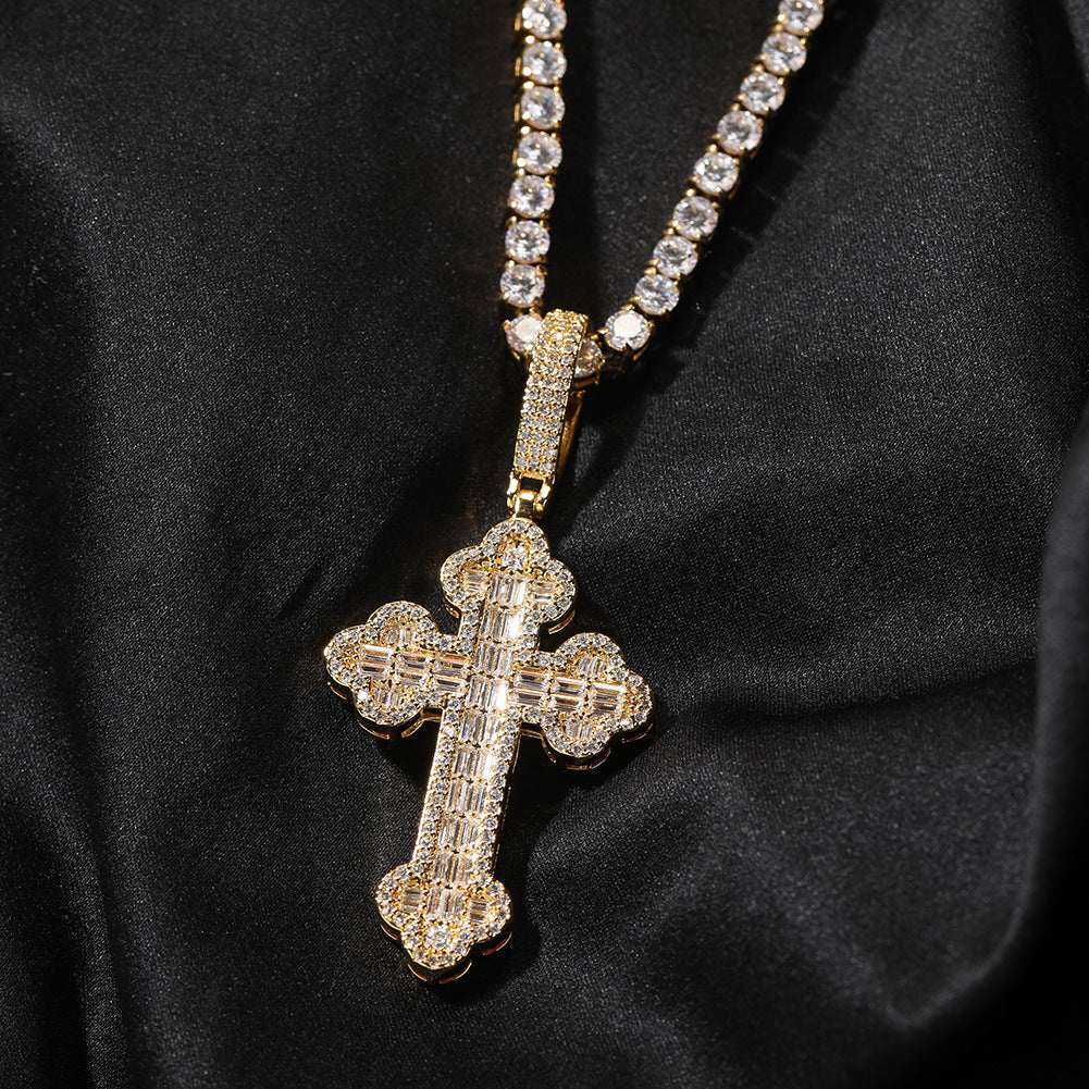 Hip-hop large diamond-encrusted cloud cross pendant by nowadaysfashion