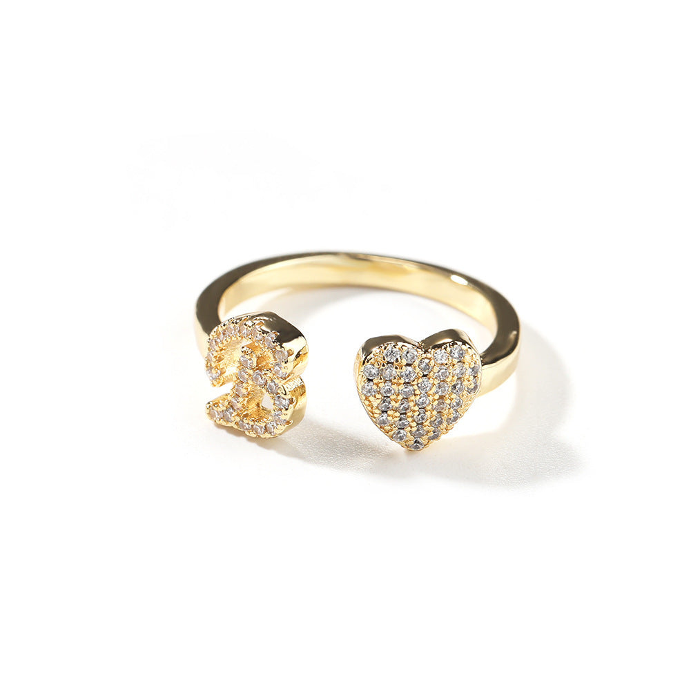 Hip-hop zircon-encrusted 26 English letters ring by nowadaysfashion