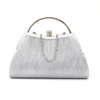folded metal diamond-studded handbag wedding clutch bag