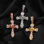 Hip-hop rose cross necklace with 5A zircon inlay by nowadaysfashion