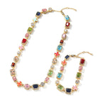 Exquisite diamond-encrusted colored gemstone bracelet and necklace by nowadaysfashion